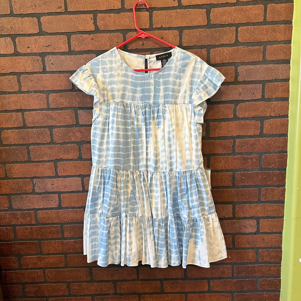 B Darlin Tie Dye Swing Dress - Blue White - Size 5-6 NWT Baby Doll Mini Dress